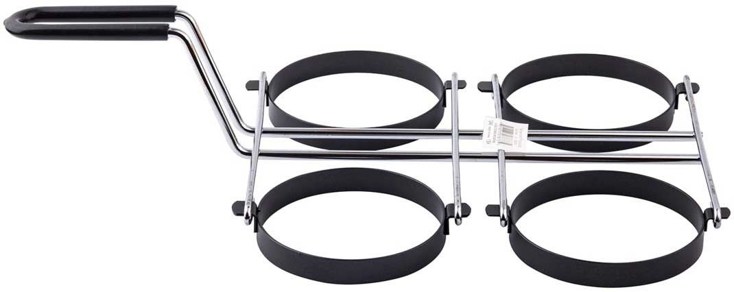 Tablecraft Nickel Plated Frame with Non Stick Coating 4 Egg Ring, 9.625 x 15.5 x 3.75 inch