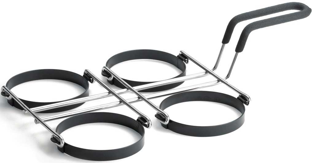 Tablecraft Non Stick Coating Nickel Plated Frame 4 Egg Ring, 9.625 x 15.5 x 3.75 inch