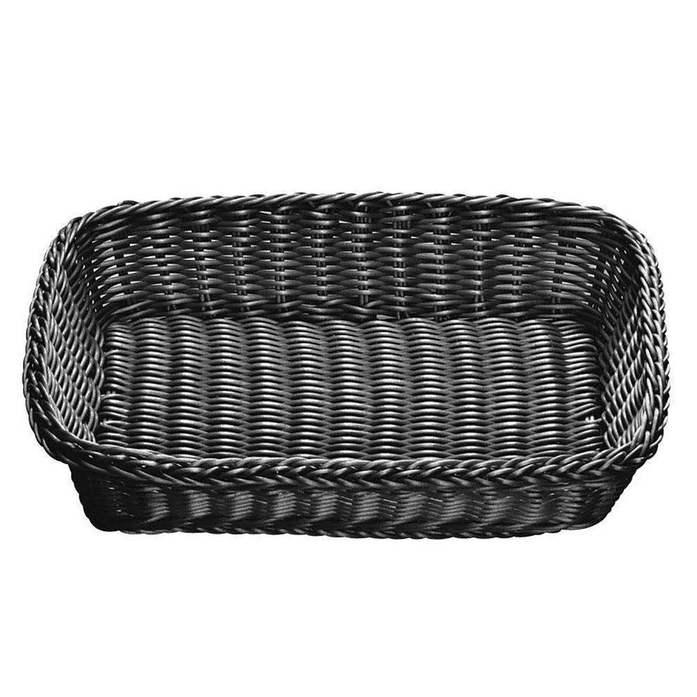 Tablecraft Ridal Collection Polypropylene Small Black Rectangular Serving Basket, 16.75 x 11.75 x 3.5 inch -- 6 per case