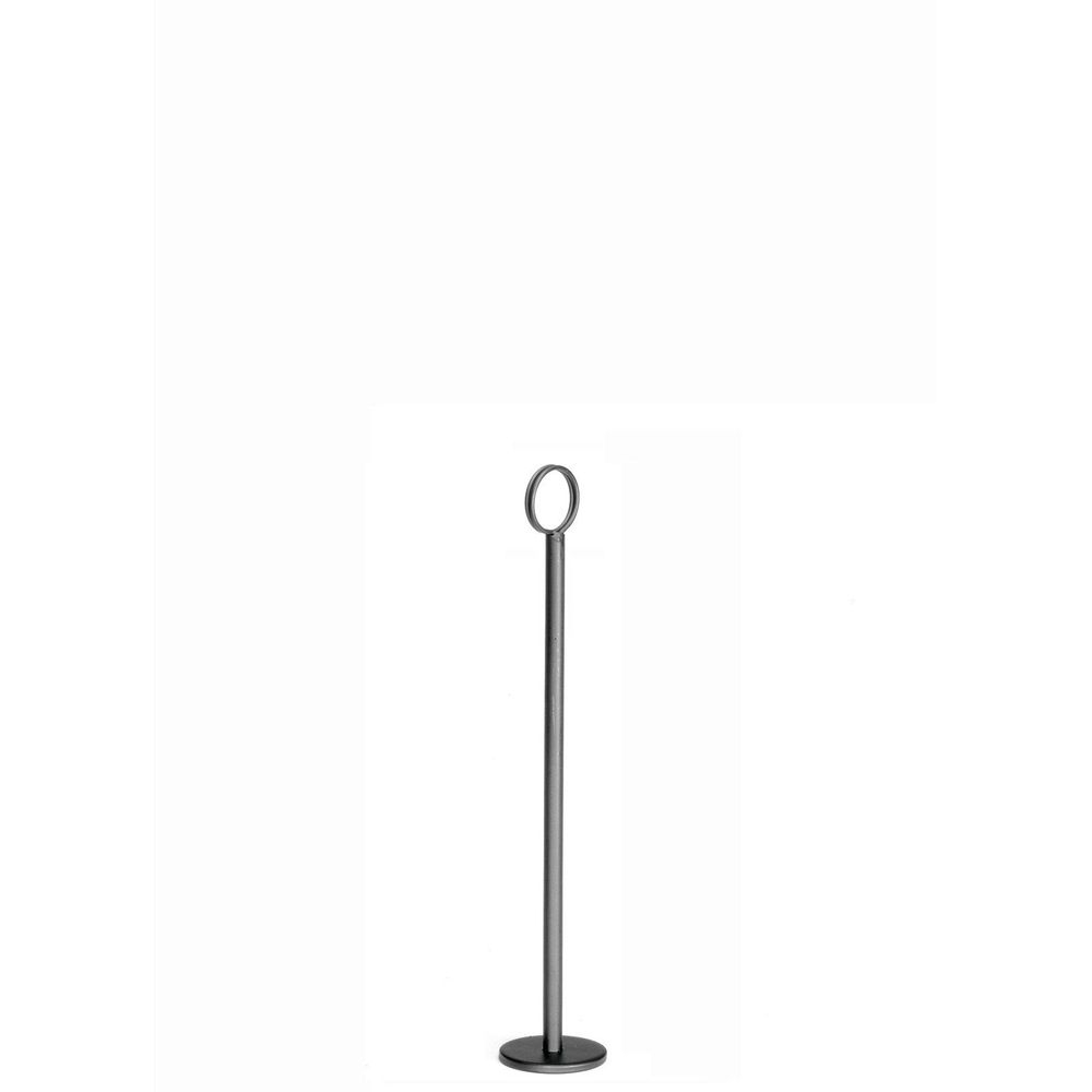 Tablecraft Black Powder Coated Metal Table Number Stand with Flat Bottom, 12 inch