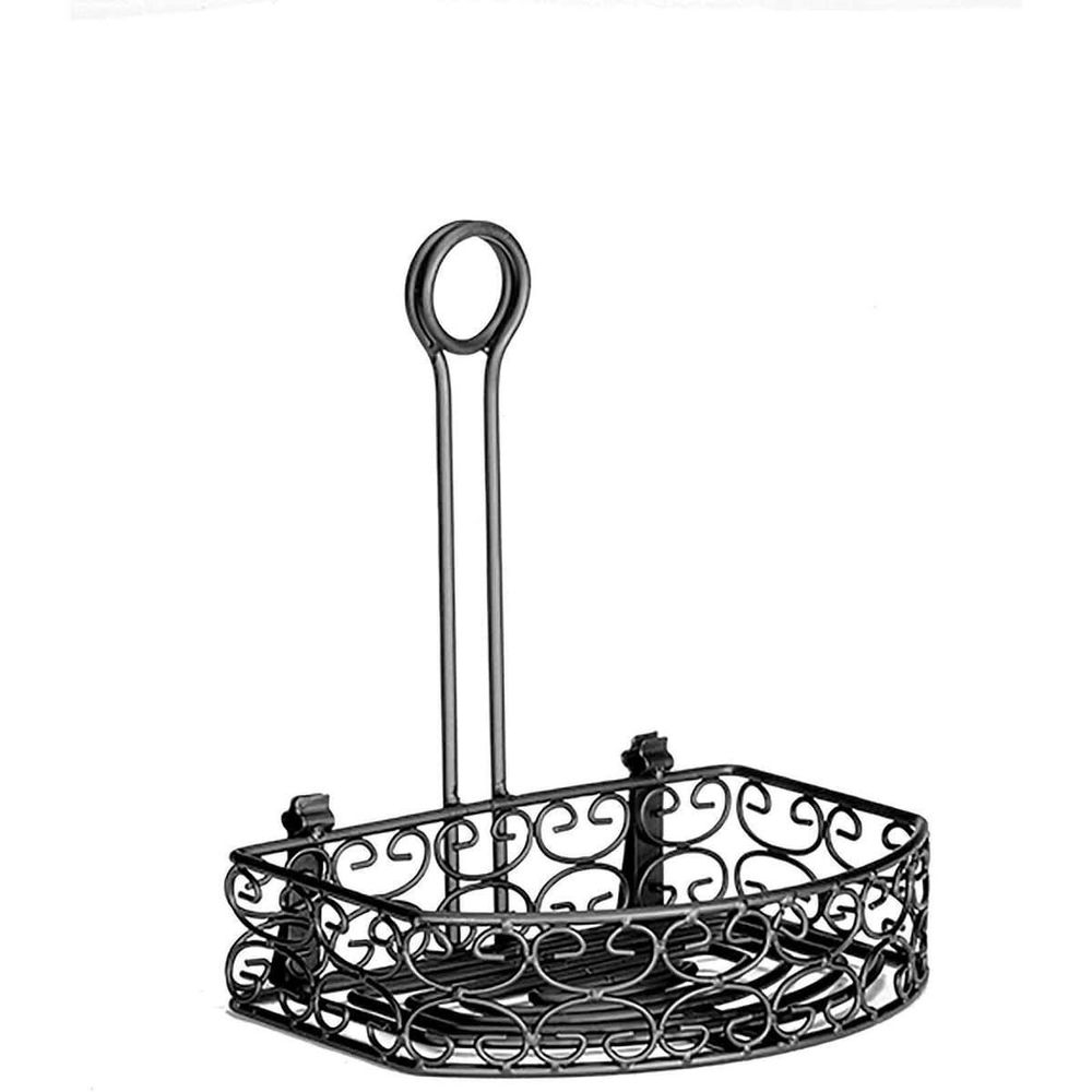 Tablecraft Mediterranean Collection Versa Rack Black Powder Coated Steel Condiment Rack with Merchandising Ring, 8.5 x 5.25 x 9 inch -- 2 per case