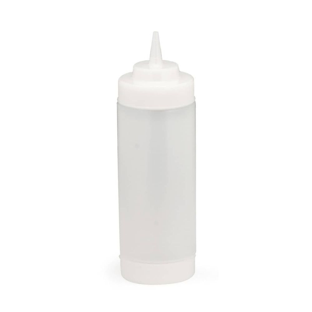 Tablecraft Dualway Widemouth Clear Squeeze Bottle with Cone Tip and Natural Top Dispenser, 16 Ounce Capacity -- 12 per case