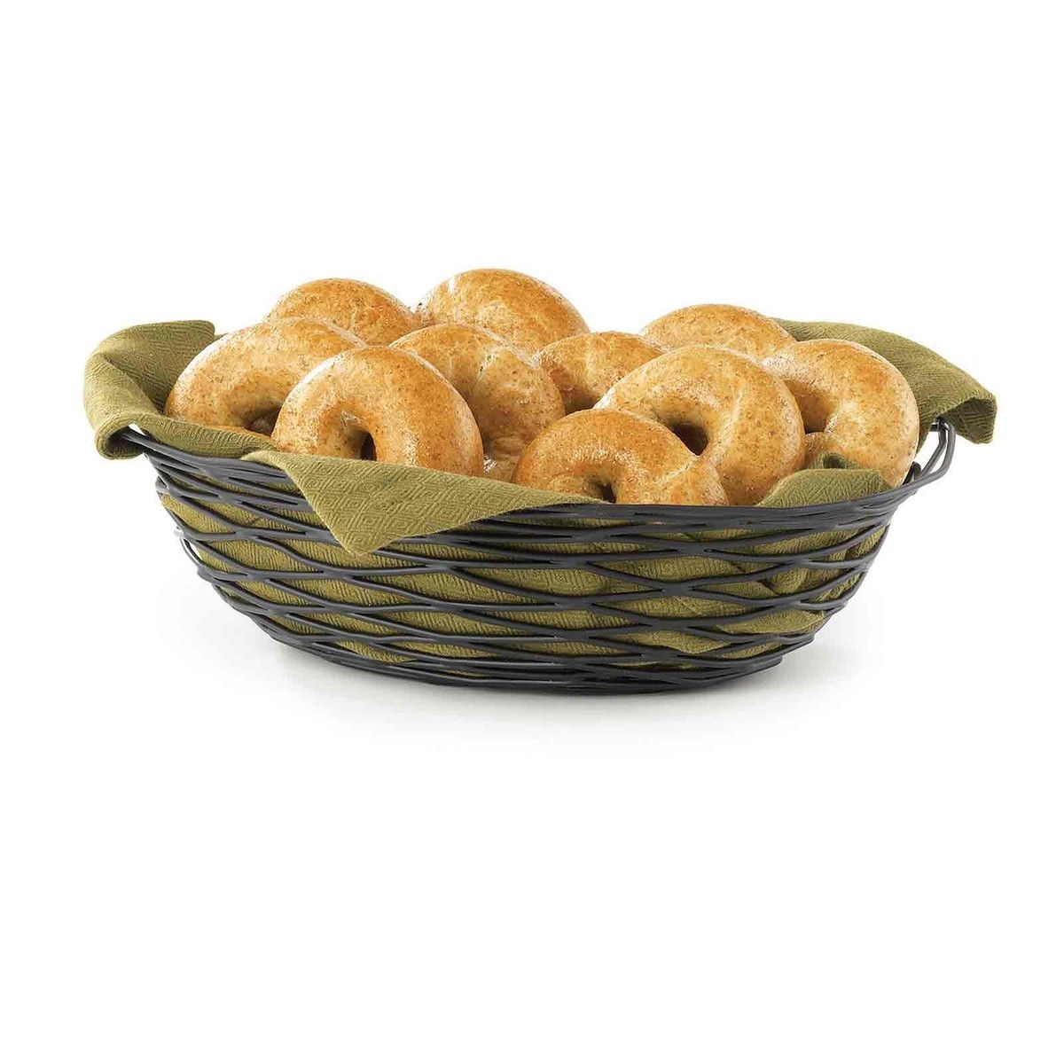 Tablecraft Artisan Collection Black Powder Coated Steel Oval Basket, 11.75 x 9 x 3.5 inch