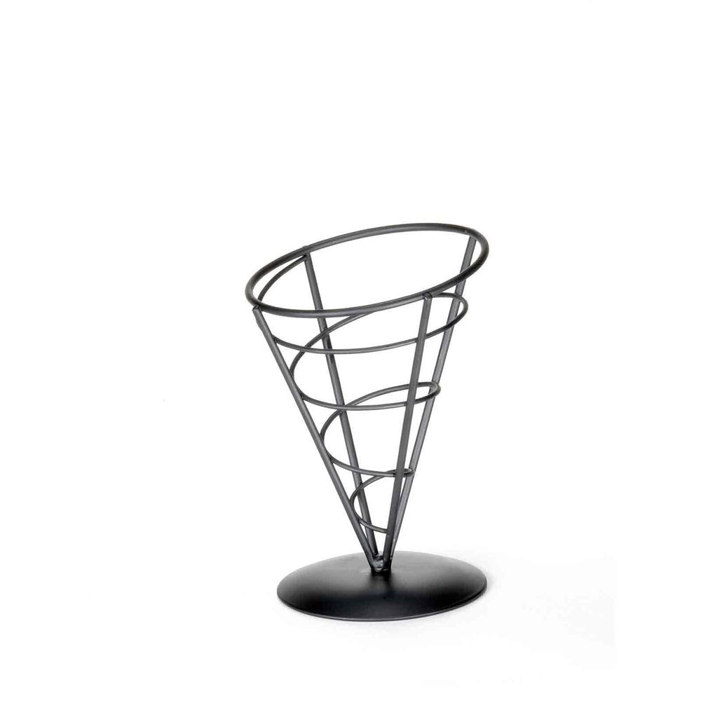 Tablecraft Vertigo Collection Black Powder Coated Appetizer Server Cone, 4.75 x 4.75 x 7 inch