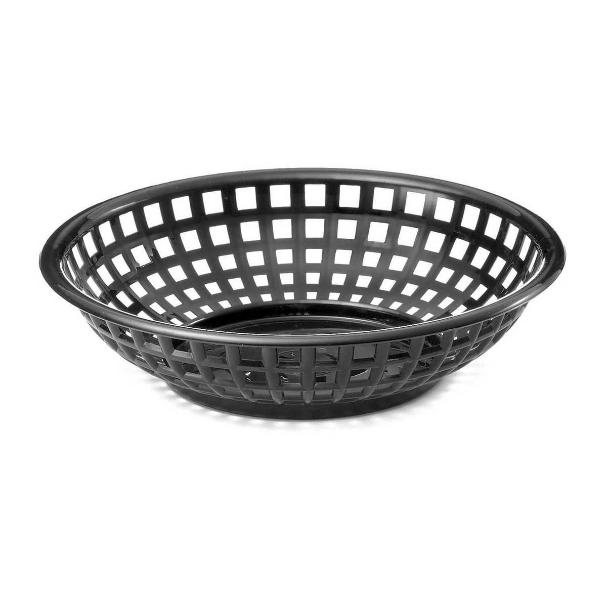 Tablecraft Plastic Black Round Serving Basket, 8 x 2 3/8 inch -- 36 per case