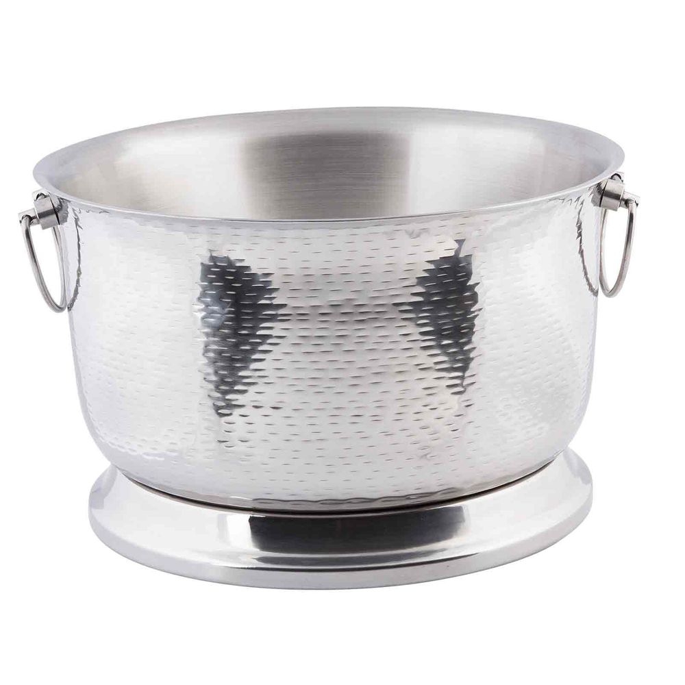 Tablecraft Remington Collection Mirror/Rice Pattern 14-1 Stainless Steel Round Double Wall Tub with Base, 6 Gallon Capacity