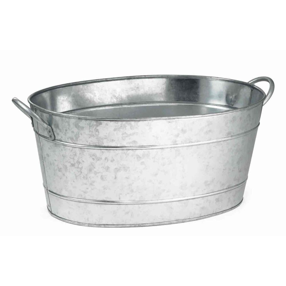 Tablecraft Galvanized Steel Oval Single Wall Beverage Tub, 5.5 Gallon Capacity