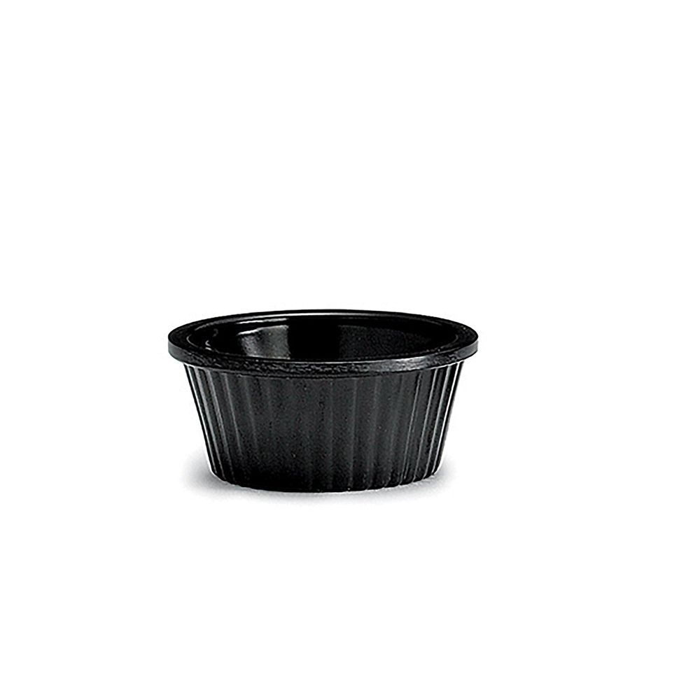 Tablecraft Melamine Round Black Fluted Ramekin, 1 Ounce Capacity -- 12 per case