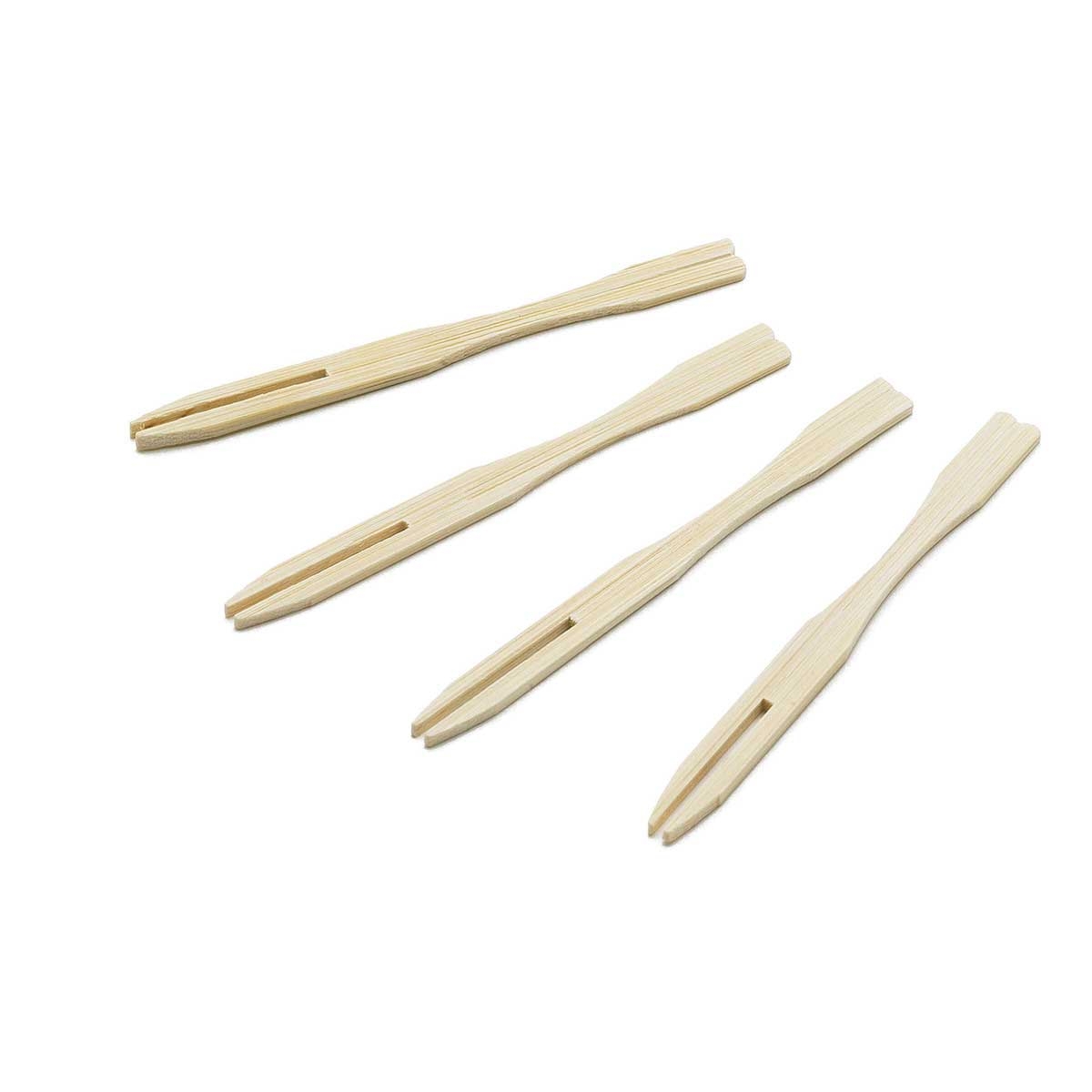 Tablecraft Bamboo Fork Pick, 3.5 inch - 100 count per pack -- 12 packs per case