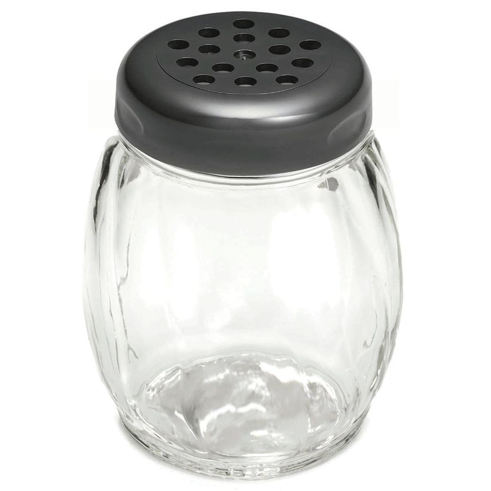 Tablecraft Swirl Plastic Shaker with Black Perforated Top, 6 Ounce Capacity -- 12 per case