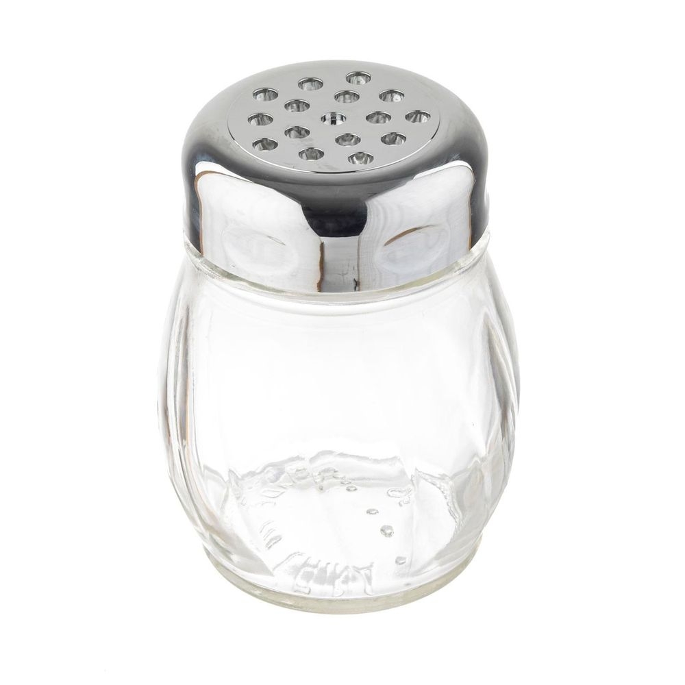Tablecraft Swirl Plastic Shaker with Chrome Plated Metal Perforated Top, 6 Ounce Capacity -- 12 per case