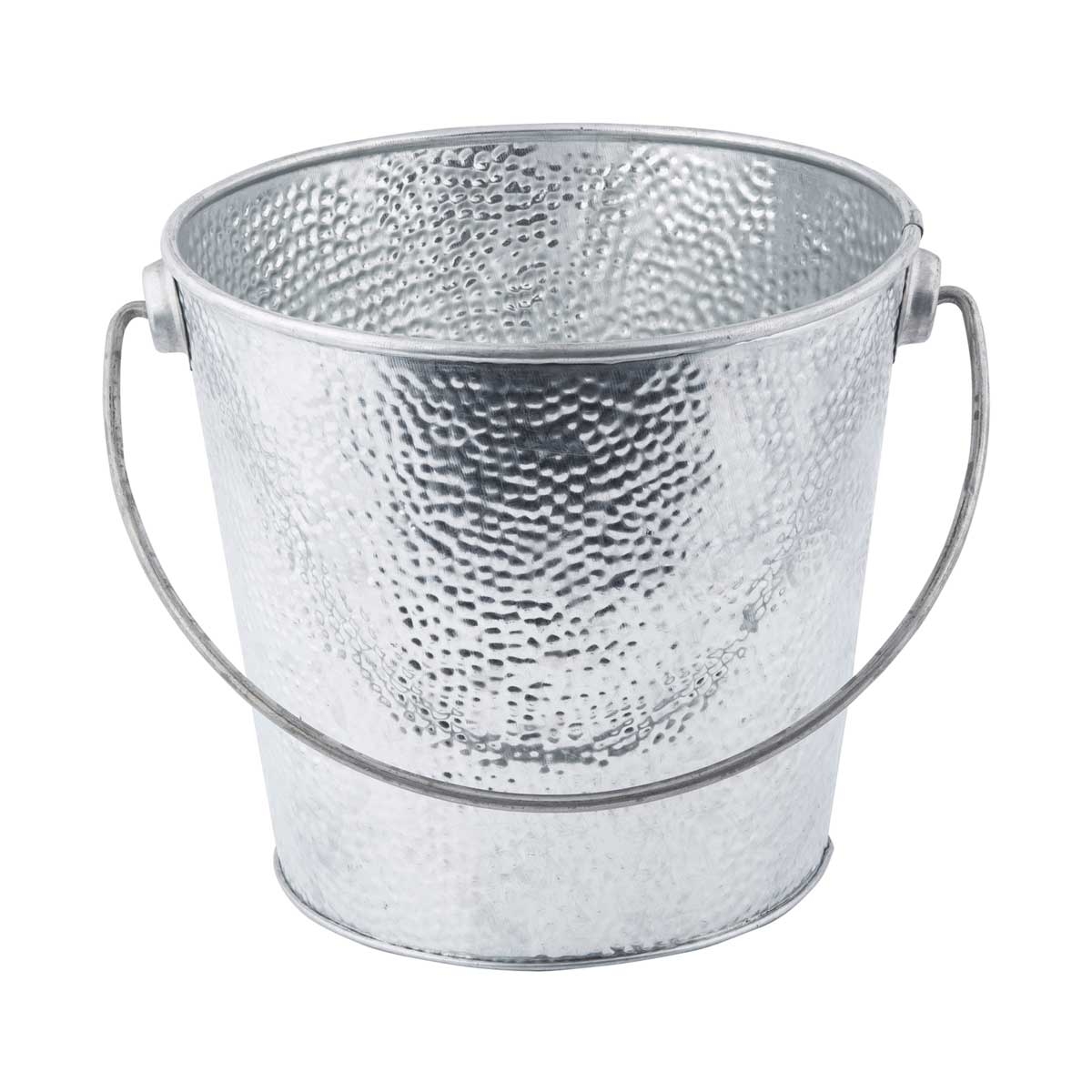 Tablecraft Galvanized Steel Pebbled Finish Large Round Pail, 1.25 Gallon Capacity