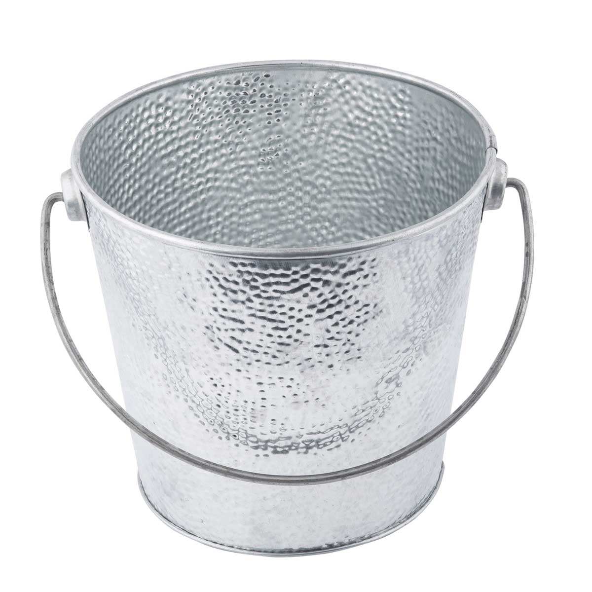 Tablecraft Galvanized Collection Galvanized Steel Pebbled Finish Large Round Pail, 1.25 Gallon
