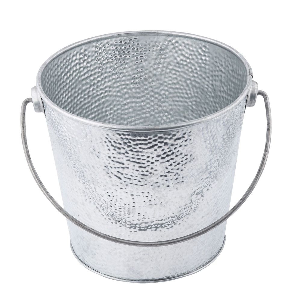 Tablecraft Galvanized Steel Pebbled Finish Large Round Pail, 1.25 Gallon Capacity