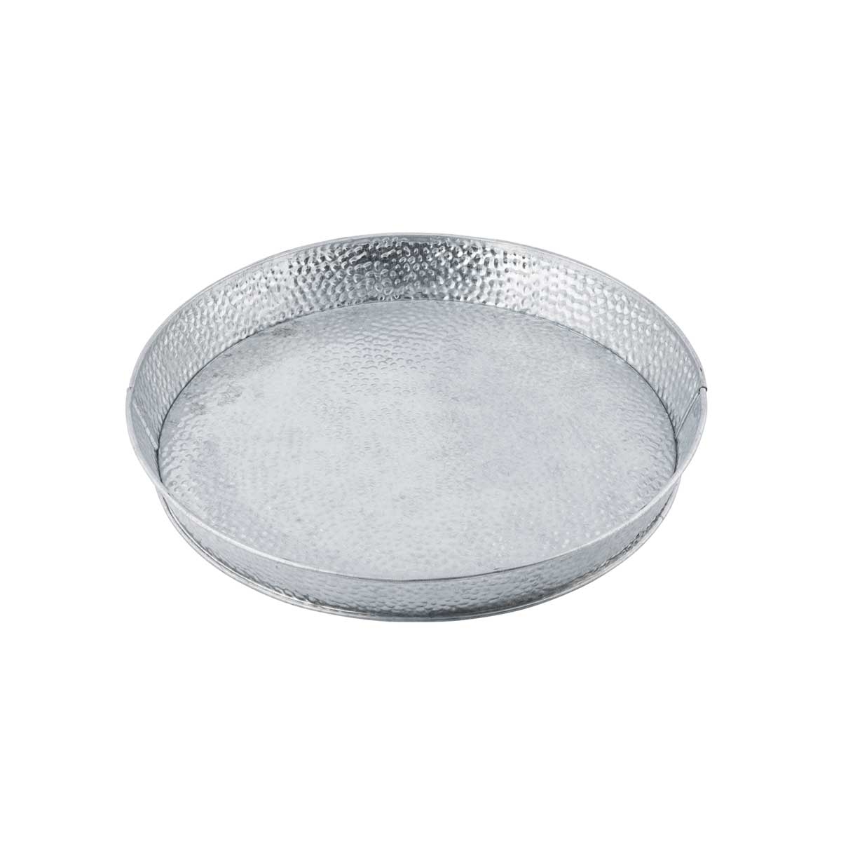 Tablecraft Galvanized Steel with Pebble Texture Round Diner Platter, 10.5 x 10.5 x 1.25 inch
