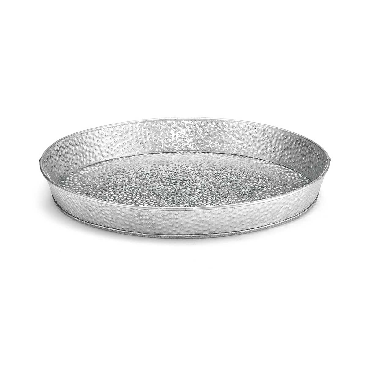 Tablecraft Galvanized Collection Galvanized Steel with Pebble Texture Round Diner Platter, 10.5 x 10.5 x 1.375 inch