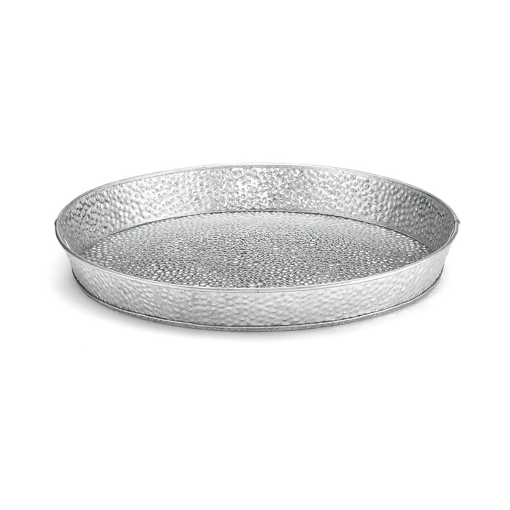 Tablecraft Galvanized Steel with Pebble Texture Round Diner Platter, 10.5 x 10.5 x 1.25 inch