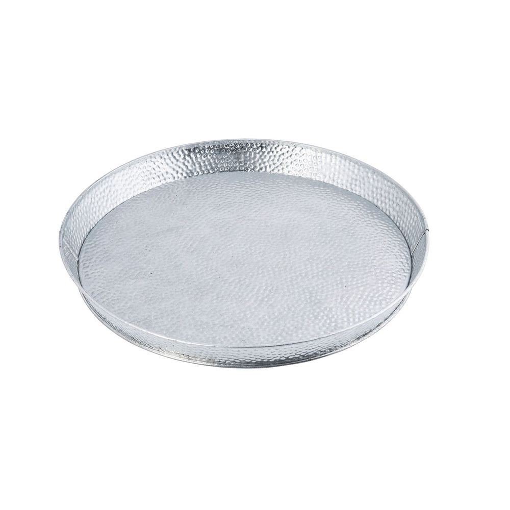 Tablecraft Galvanized Steel with Pebble Texture Round Diner Platter, 12.5 x 12.5 x 1.25 inch