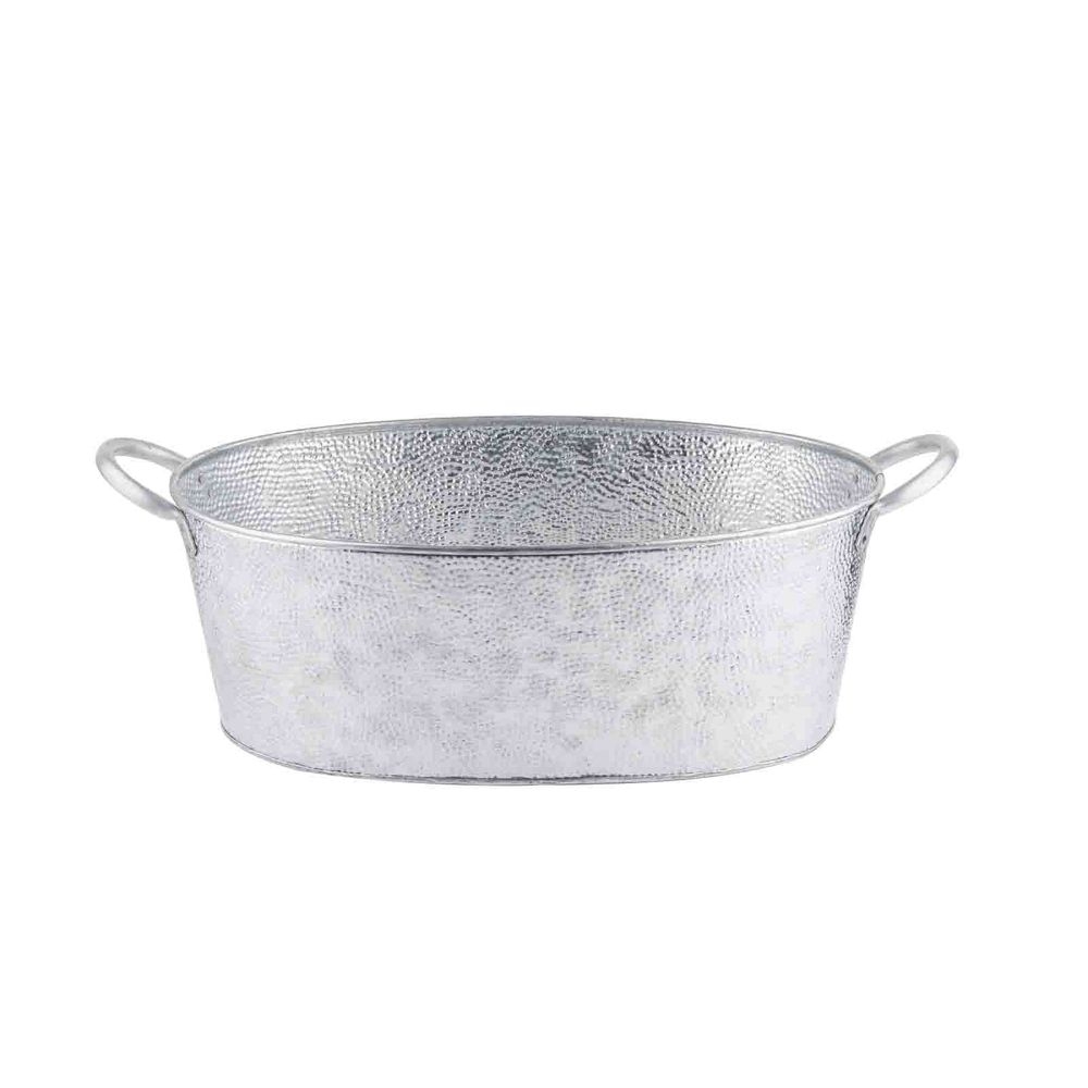Tablecraft Galvanized Steel Pebbled Textured Finish Oval Single Wall Beverage Tub, 4.4 Gallon Capacity
