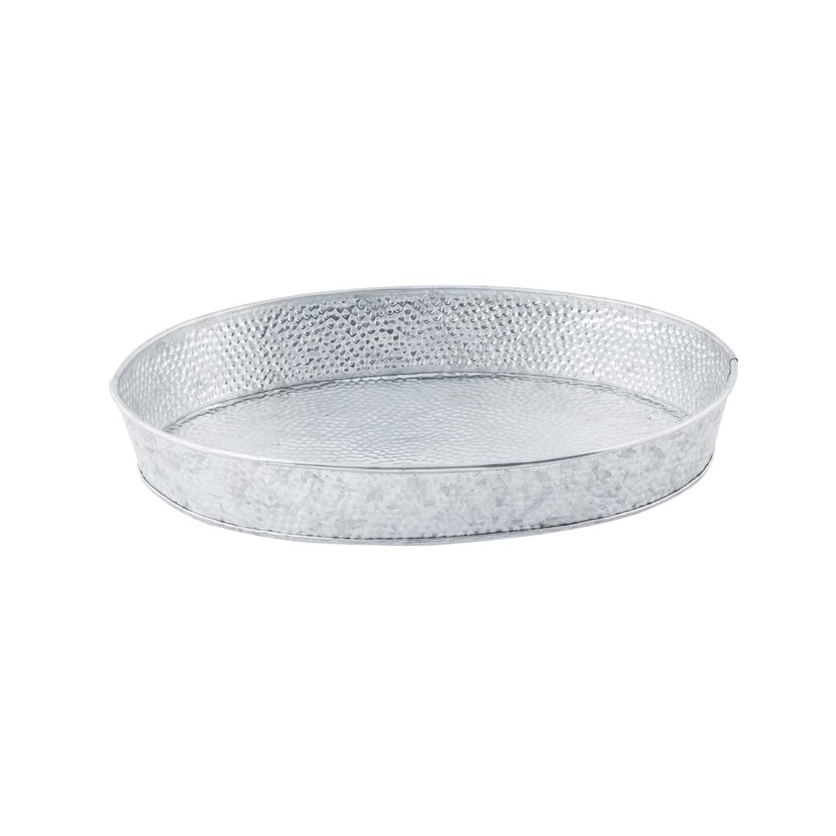 Tablecraft Galvanized Steel with Pebble Texture Oval Diner Platter, 12 x 8.5 x 1.75 inch