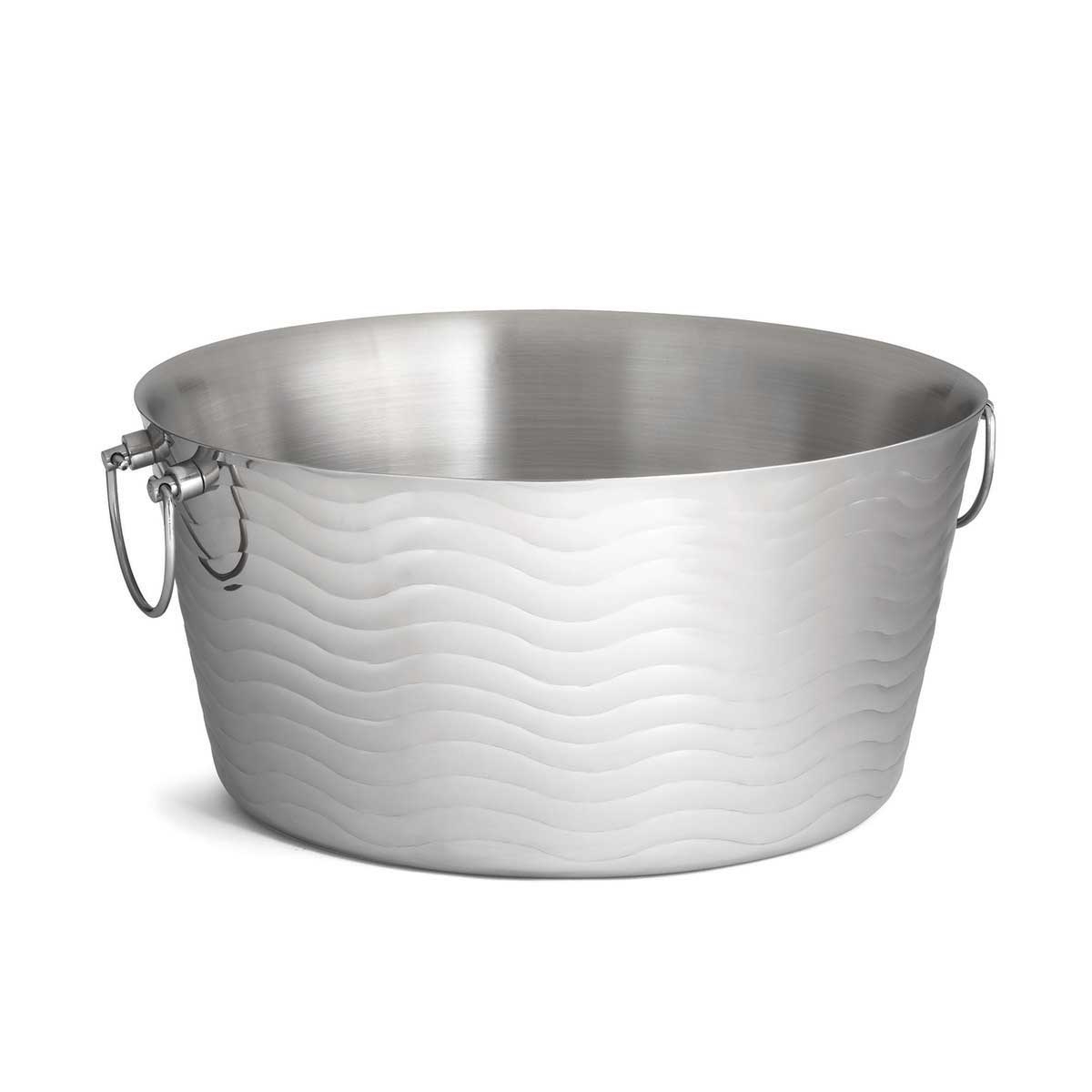 Tablecraft Stainless Steel Wave Pattern Double Wall Beverage Tub, 6.75 Gallon