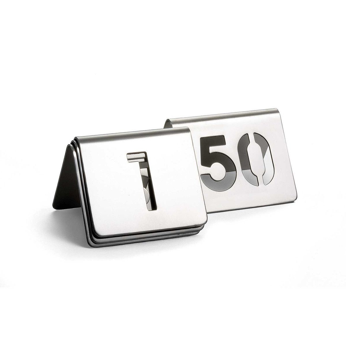 Tablecraft Stainless Steel 1 to 50 Cut Out Number Tent, 2.5 x 2.5 x 1.875 inch -- 1 set