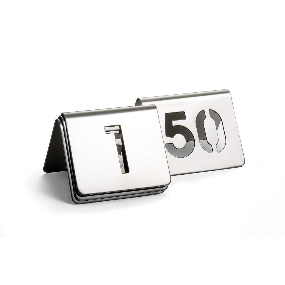 Tablecraft Stainless Steel 1 to 50 Cut Out Number Tent Set, 2.5 x 2.5 x 1.875 inch