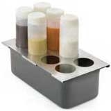 Tablecraft Stainless Steel Squeeze Bottle Template Organizer - Holds 8 Bottles