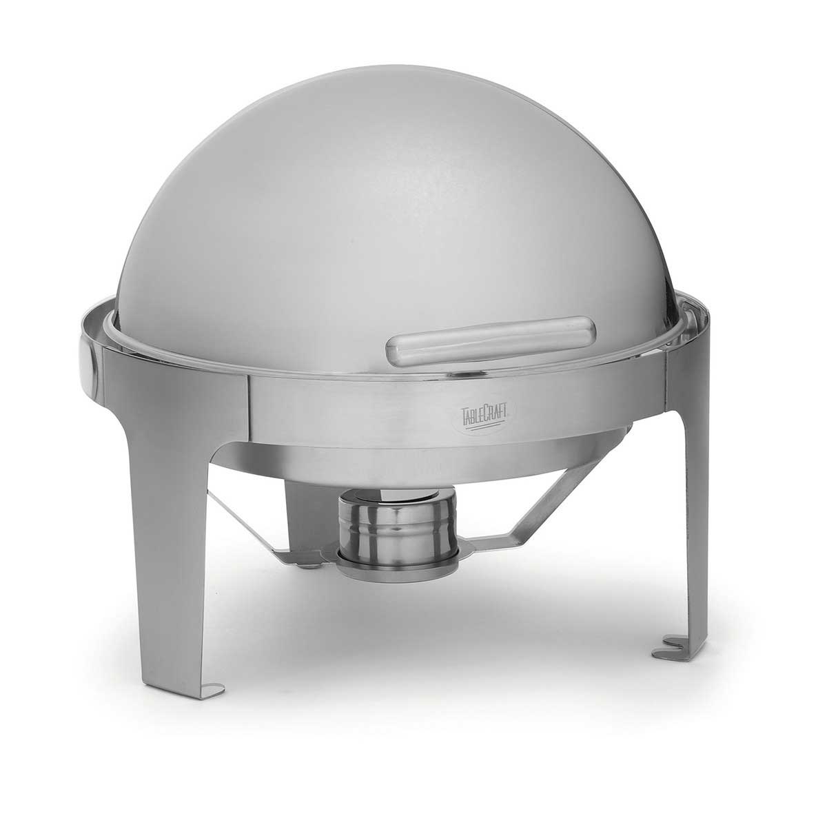 Tablecraft Polished Stainless Steel Roll Top Fuel Chafer, 6 Quart