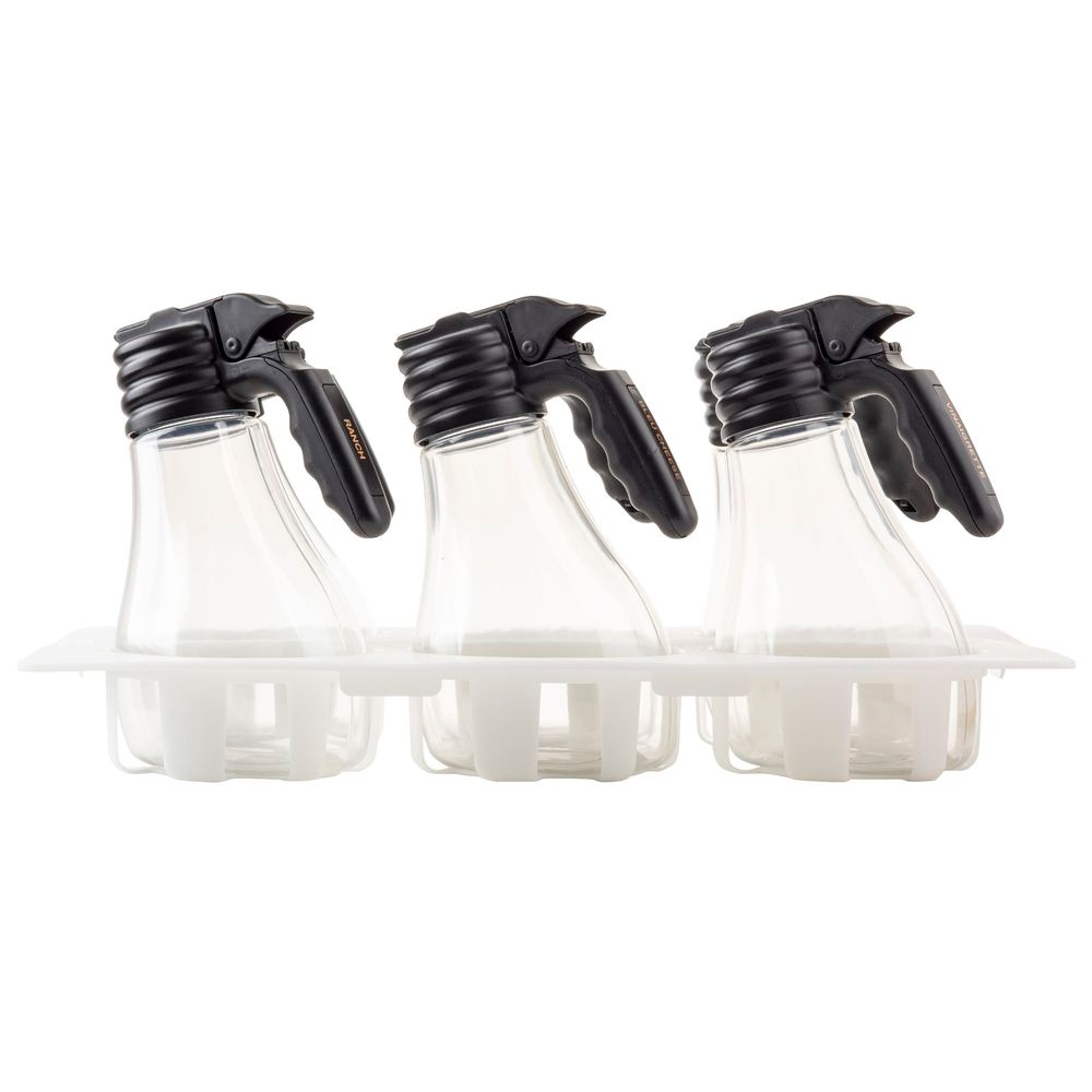 Tablecraft Option White Salad Dressing Dispenser Set, 48 Ounce Capacity