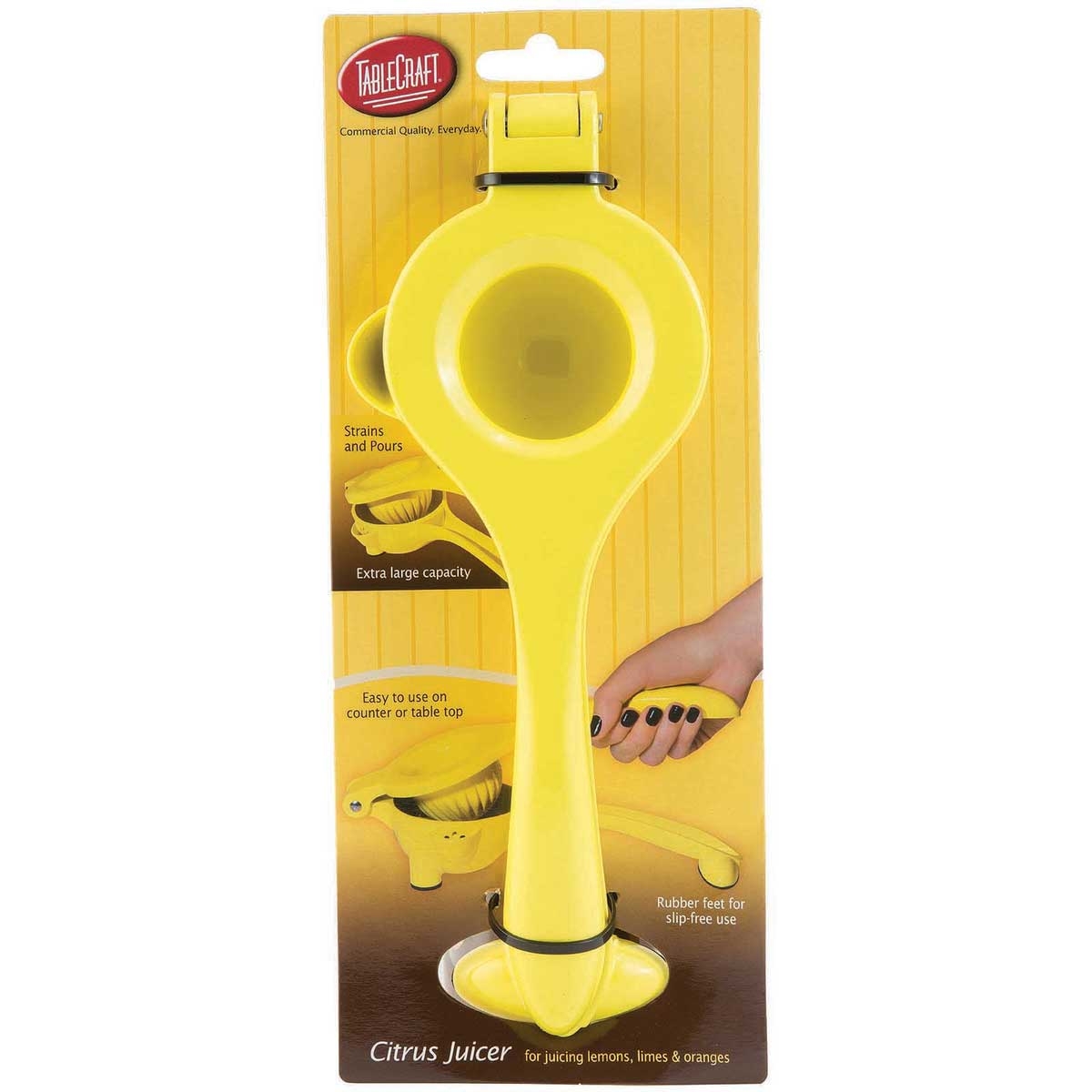 Tablecraft Coated Aluminum Alloy Yellow Citrus Squeezer, 10.125 x 4 x 2.375 inch