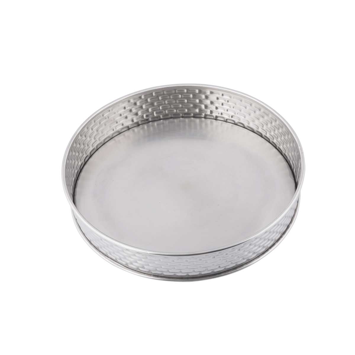Tablecraft Brickhouse Collection Stainless Steel with Embossed Brick Pattern Round Diner Patter, 8.125 x 8.125 x 1.625 inch