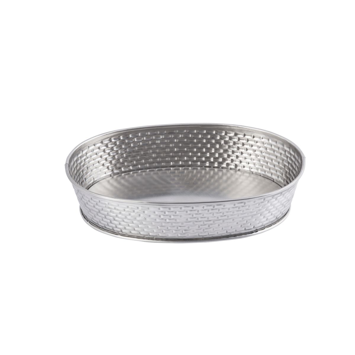 Tablecraft Brickhouse Collection Stainless Steel with Embossed Brick Pattern Oval Diner Platter, 9.5 x 6.375 x 2.125 inch