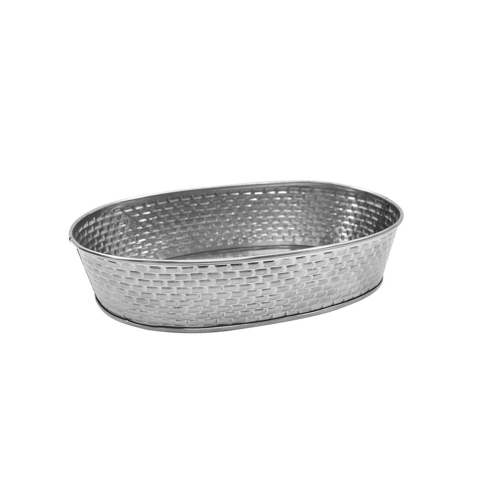 Tablecraft Brickhouse Collection Stainless Steel with Embossed Brick Pattern Oval Diner Platter, 9.5 x 6.375 x 2.125 inch