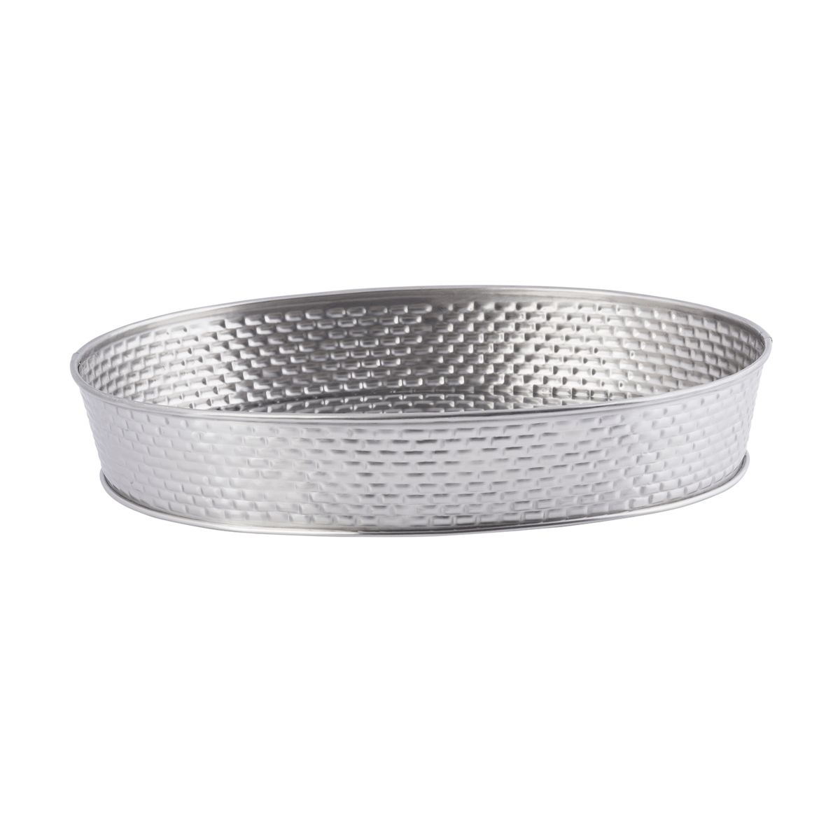 Tablecraft Brickhouse Collection Stainless Steel with Embossed Brick Pattern Oval Diner Platter, 12.25 x 8.75 x 2.25 inch