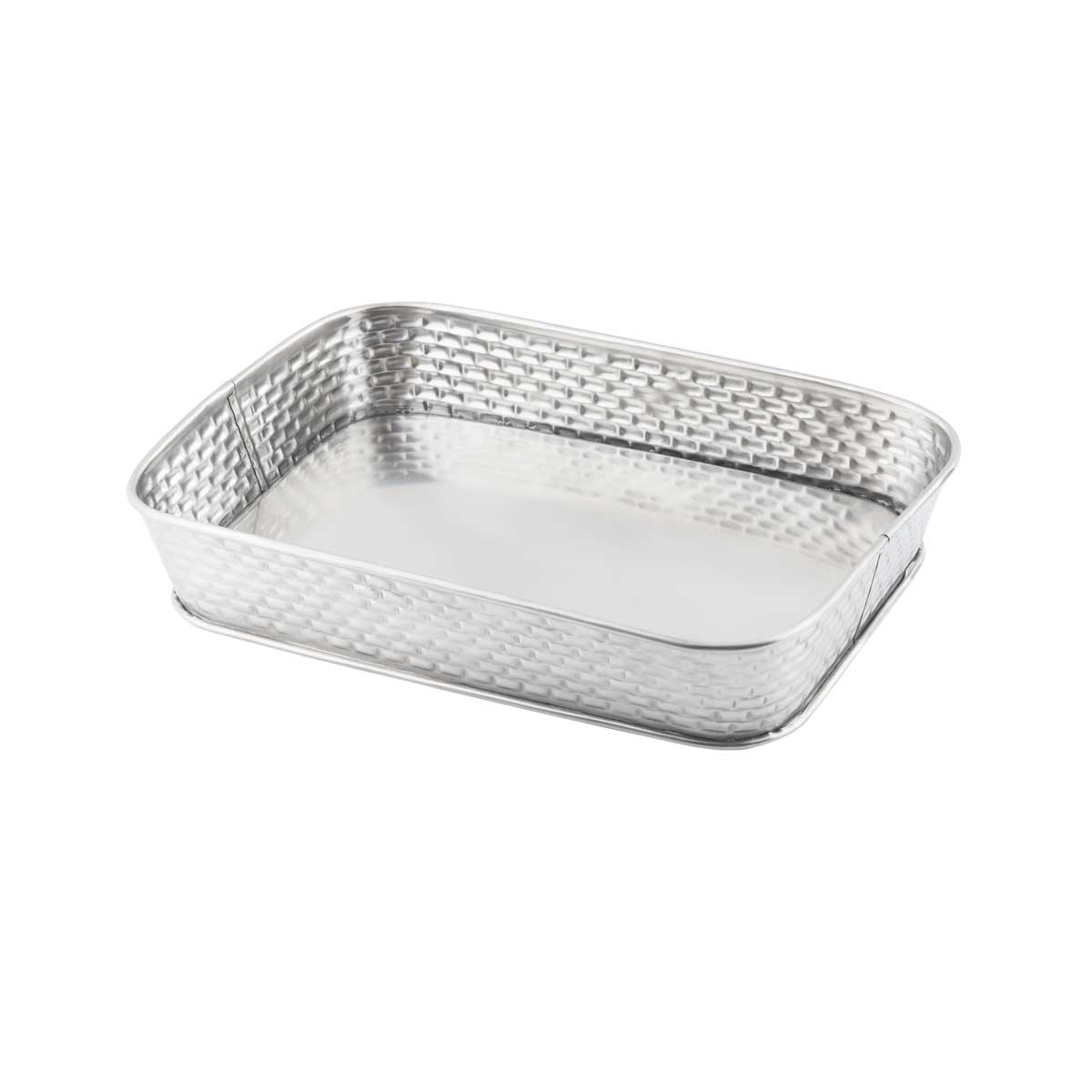 Tablecraft Brickhouse Collection Stainless Steel with Embossed Brick Pattern Rectangular Diner Platter, 9.75 x 6.75 x 1.75 inch