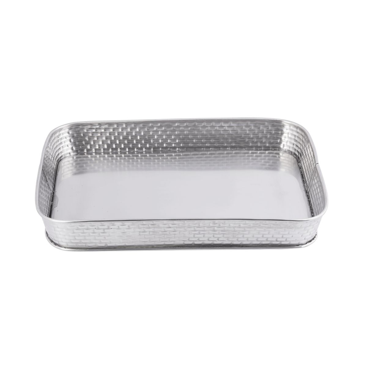 Tablecraft Brickhouse Collection Stainless Steel with Embossed Brick Pattern Rectangular Diner Platter, 12 x 9 x 1.75 inch