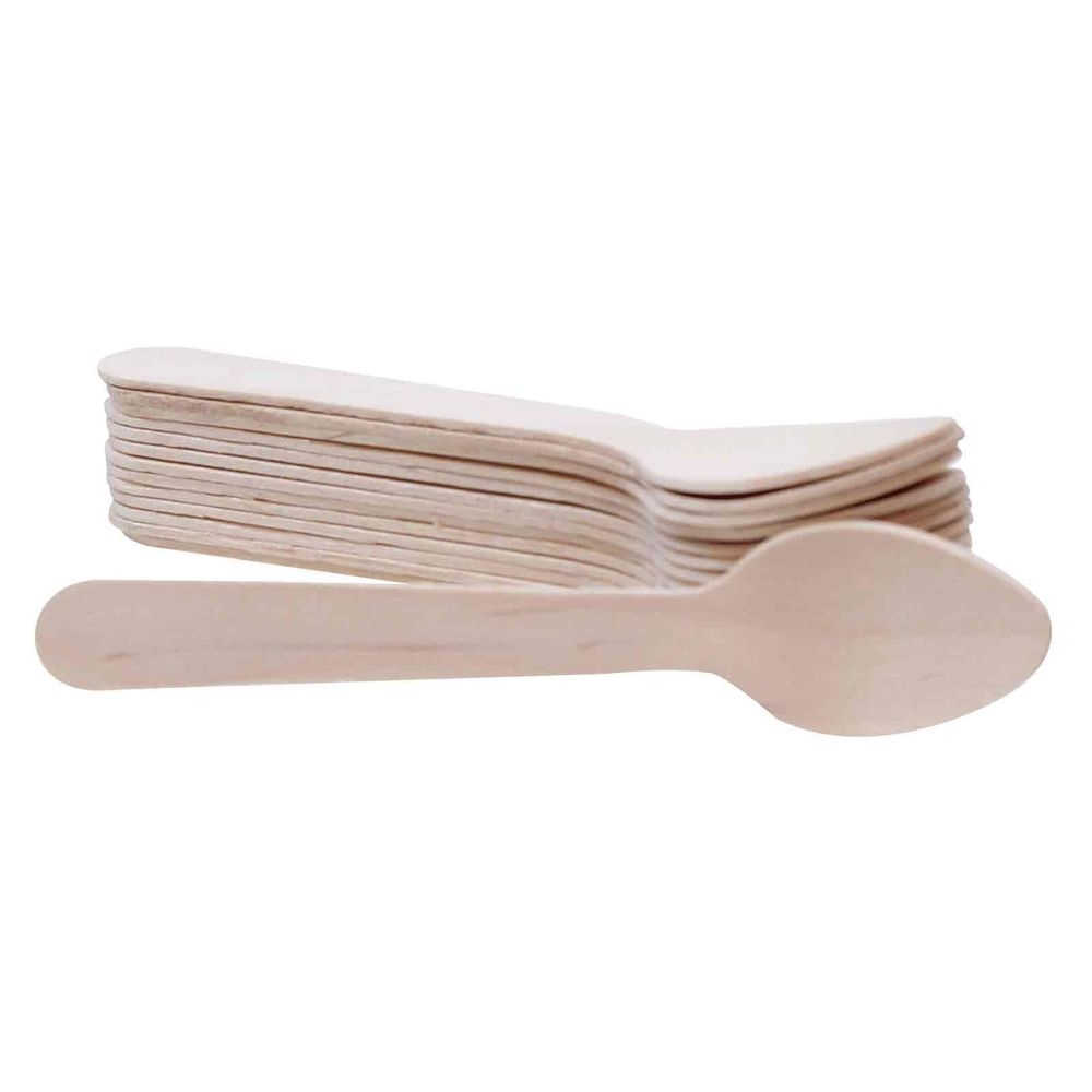 Tablecraft 4.25 inch Pinewood Disposable Wood Tasting Spoon, 100 count -- 12 per case
