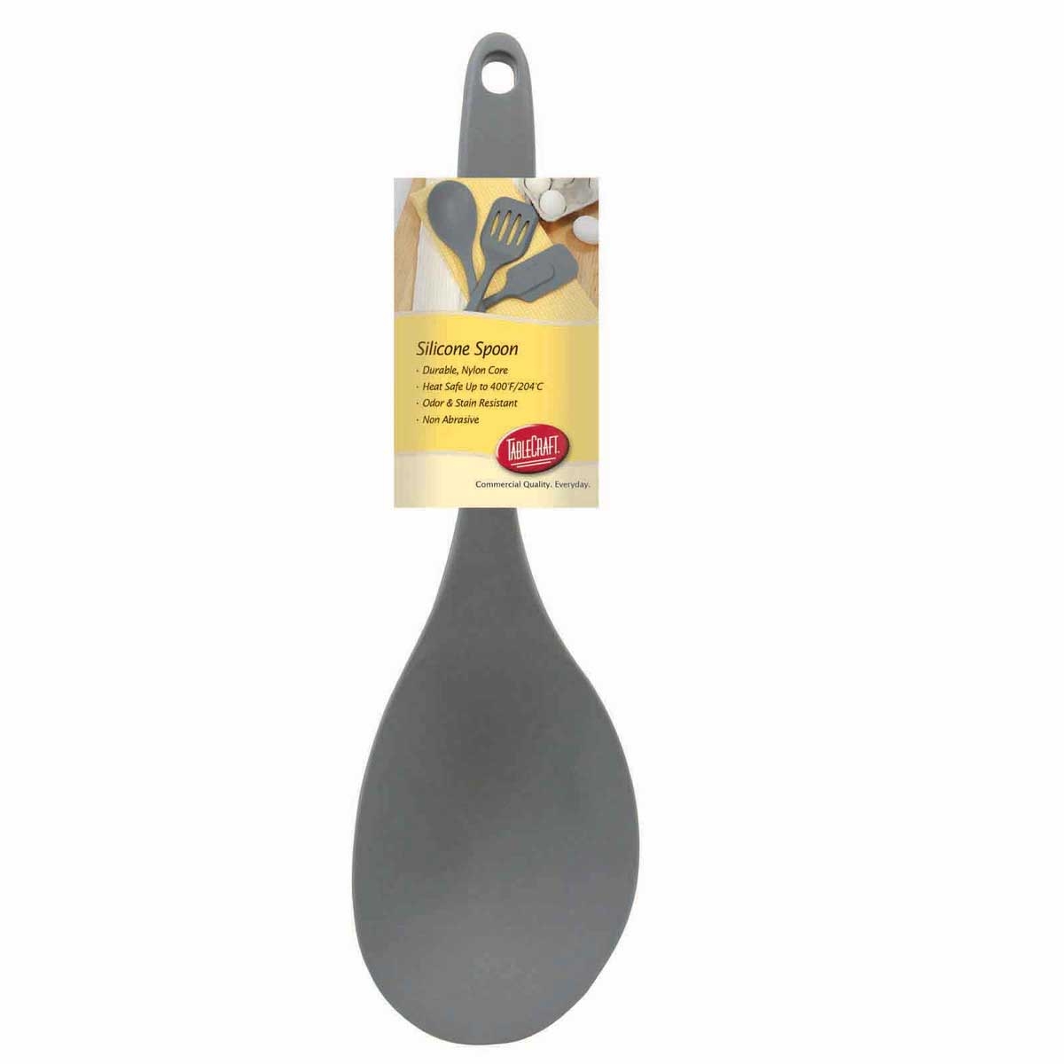 Tablecraft Gray Silicone Spoon, 3.3125 x 1.125 x 11.625 inch