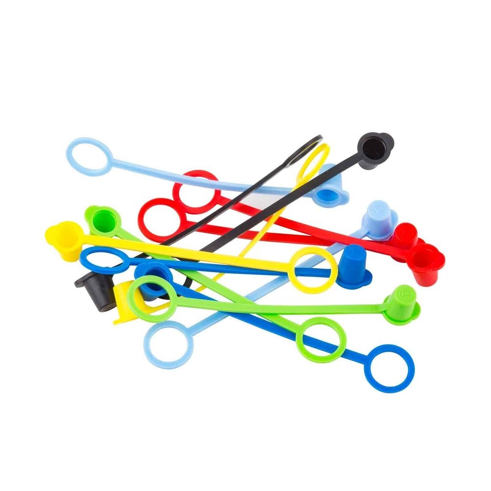 Tablecraft Sani Cap Assorted Pack Standard Cone Tip Tethered Cap, 12 count