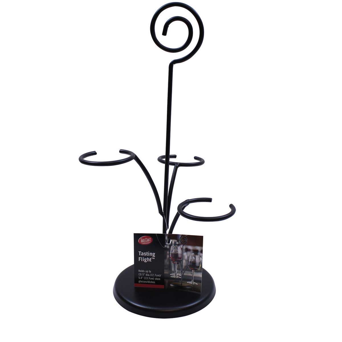 Tablecraft Black Powder Coated Cascade Wine Tasting Flight, 7.5 x 7 x 14.25 inch