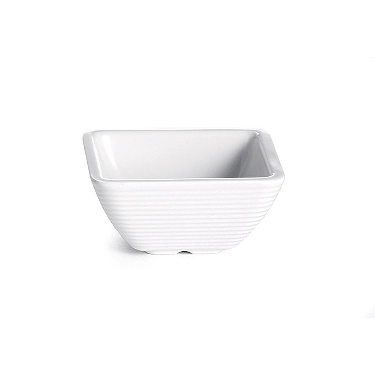 Tablecraft Melamine White Square Ribbed Ramekin, 2 Ounce -- 12 per case.