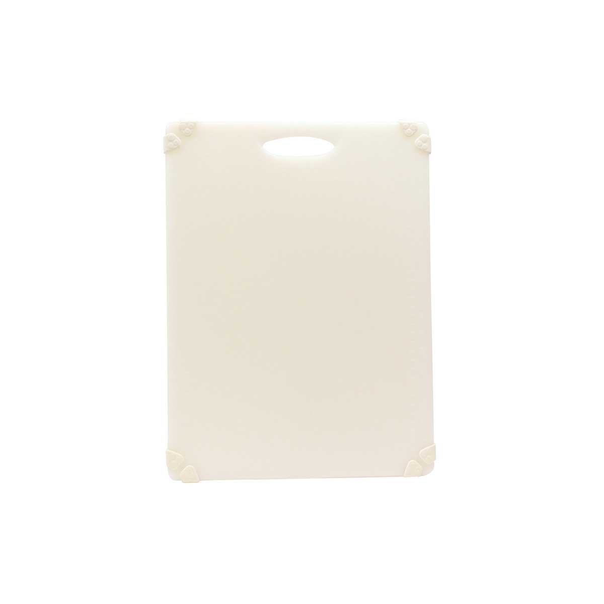 Tablecraft Grippy Polypropylene White Color Coded Cutting Board with TPE Grips, 20 x 15 x 0.625 inch