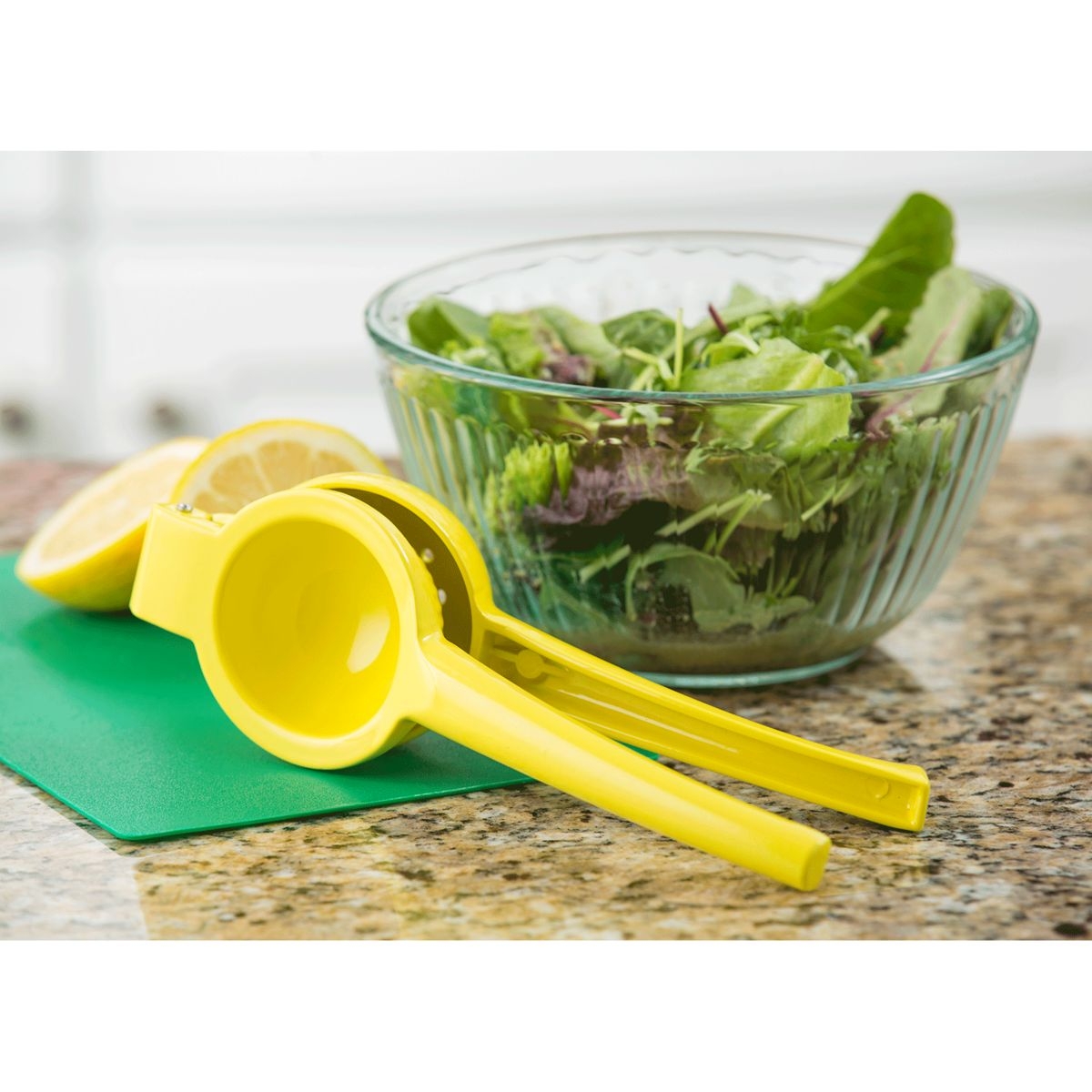 Tablecraft Zinc Alloy Coated Yellow Citrus Squeezer, 8.75 x 2.875 x 2 inch