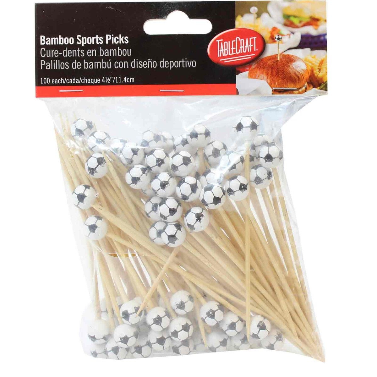 Tablecraft 4.5 inch Bamboo Soccer Sport Pick, 100 count -- 12 per case