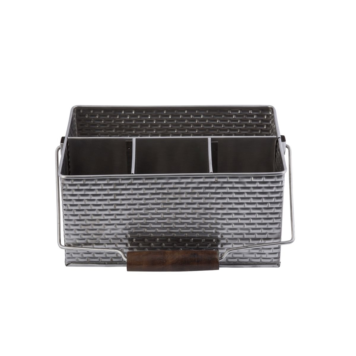 Tablecraft Brickhouse Stainless Steel with Embossed Brick Pattern Flatware Utensil Caddy, 10.75 x 8.25 x 4.75 inch
