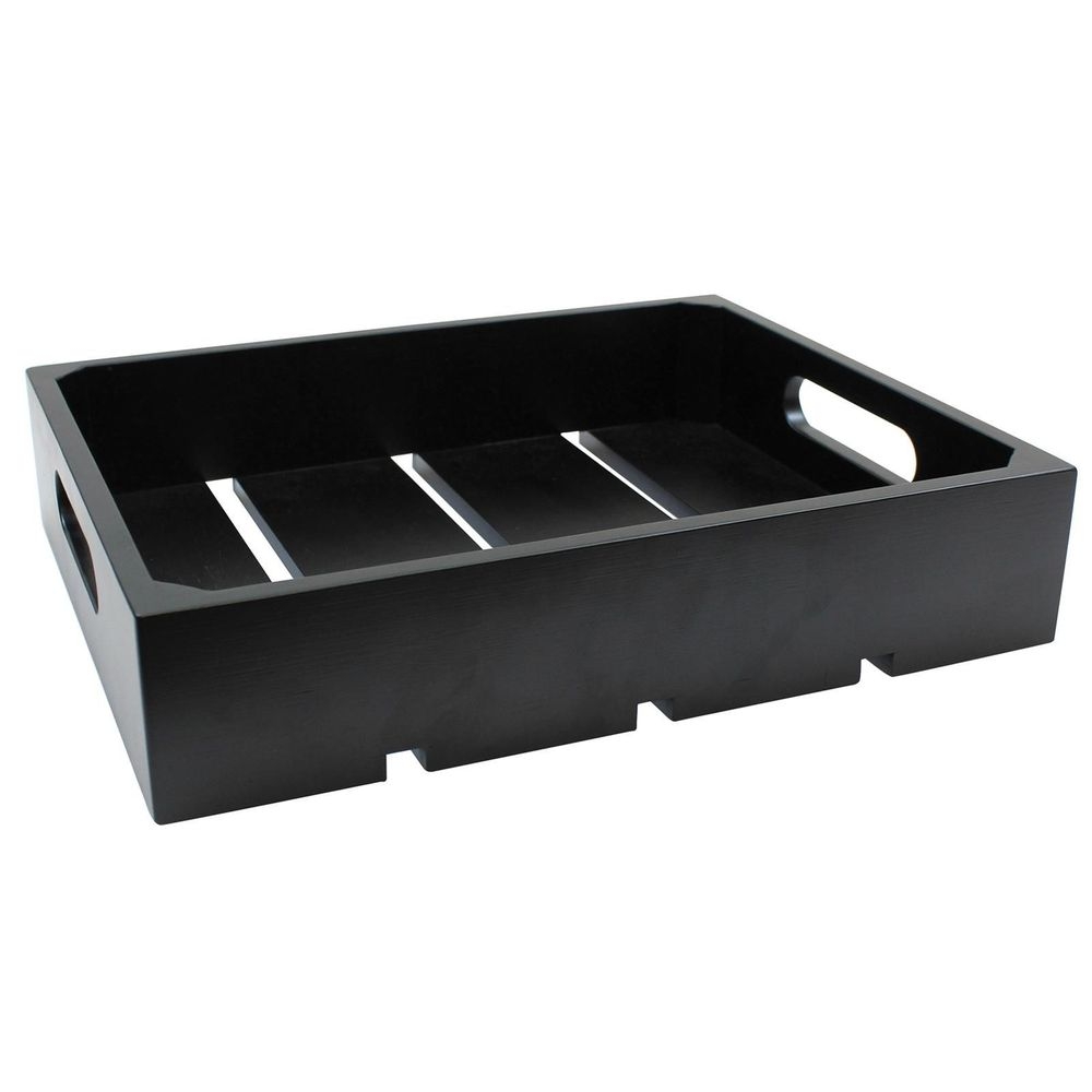 Tablecraft Black Rubberwood Half Size Gastronorm Display Crate, 12.75 x 10.375 x 2.75 inch