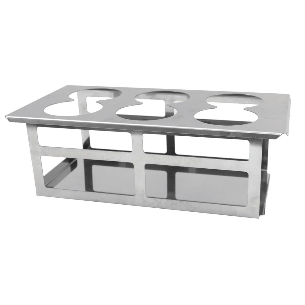 Tablecraft Stainless Steel Squeeze Bottle Template Organizer - Holds 6 Bottles, 13.125 x 7.125 x 4.5 inch
