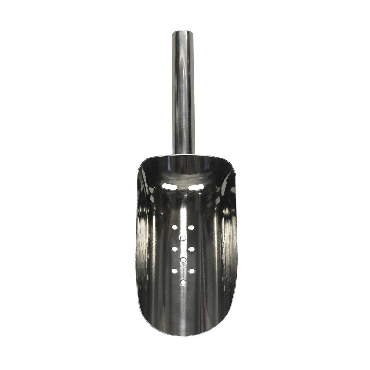 Tablecraft 18-8 Stainless Steel Ice Scoop with Drain Holes, 12 to 16 Ounce