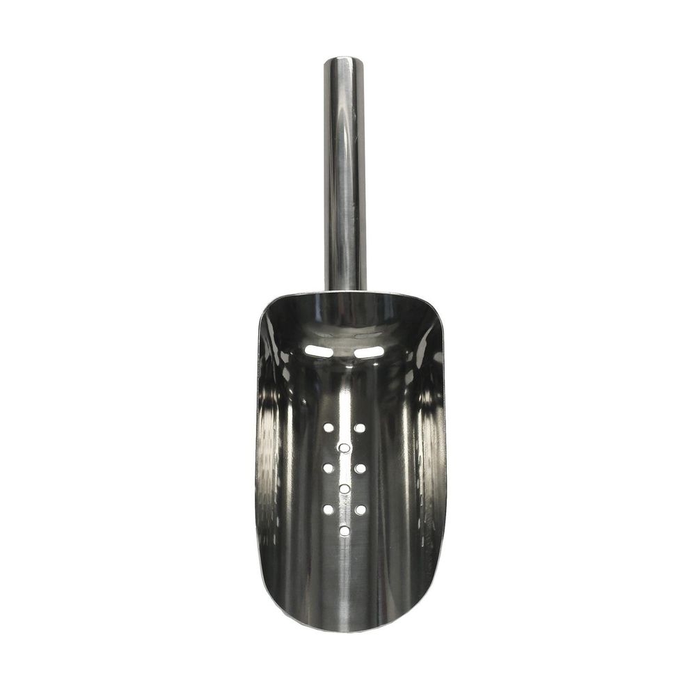 Tablecraft 18-8 Stainless Steel Ice Scoop with Drain Holes, 12 to 16 Ounce Capacity